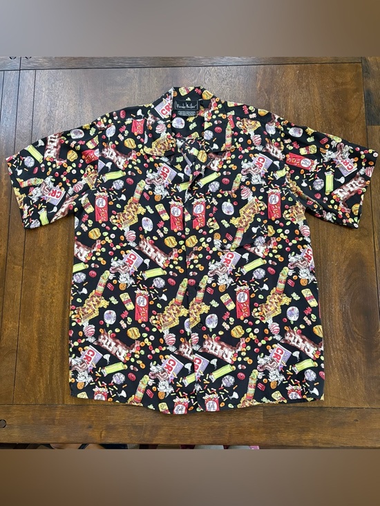 Other - Vtg Nicole Miller 100% Silk Shirt Novelty Candy Snack Pop Art Collector Men S